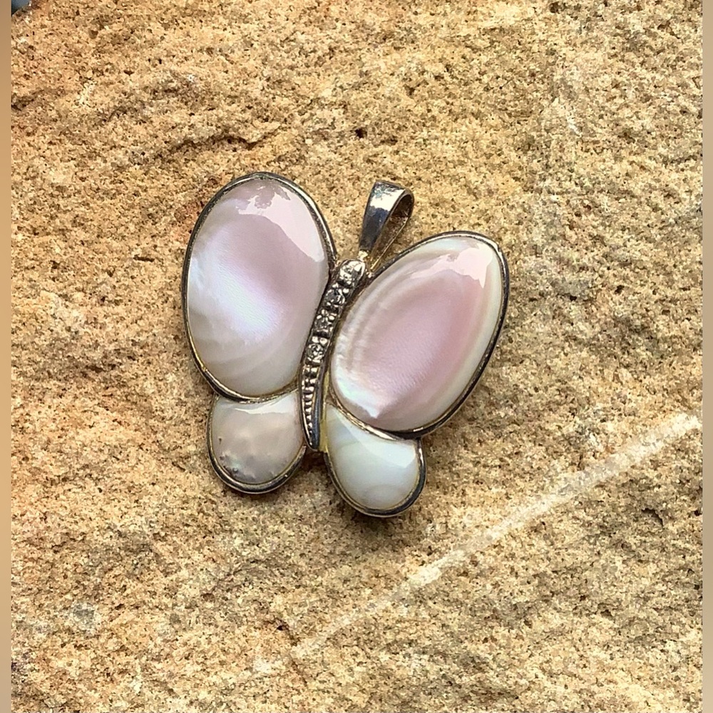 Vintage Sterling Silver Butterfly Pendant Brooch